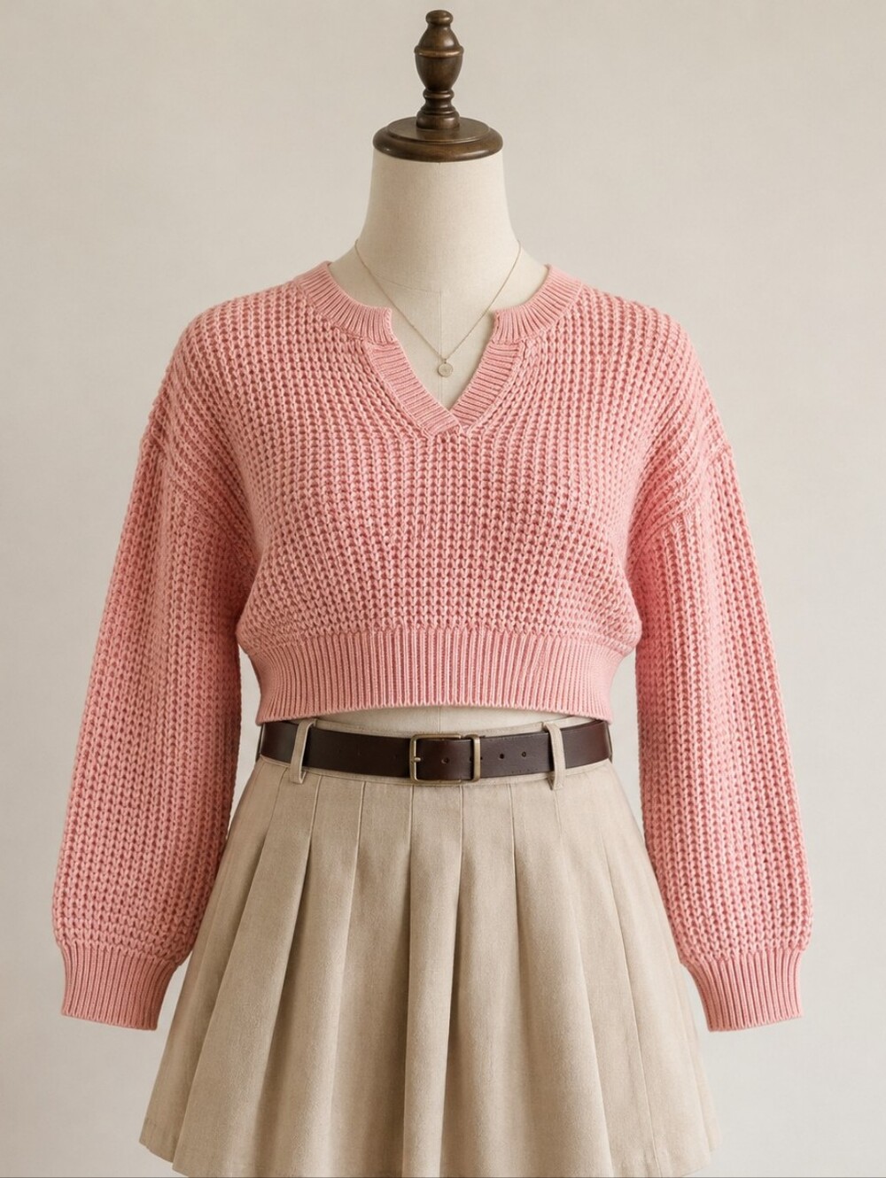 Cotton Sweater Cropped V-neck Junior Small